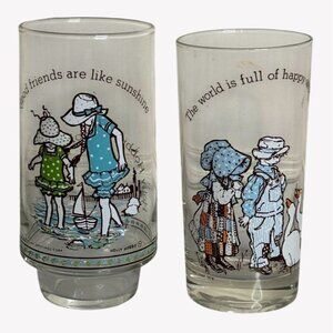 Holly Hobbie Coca-Cola Vintage 1978 Glasses Limited Edition Illustrations Quotes